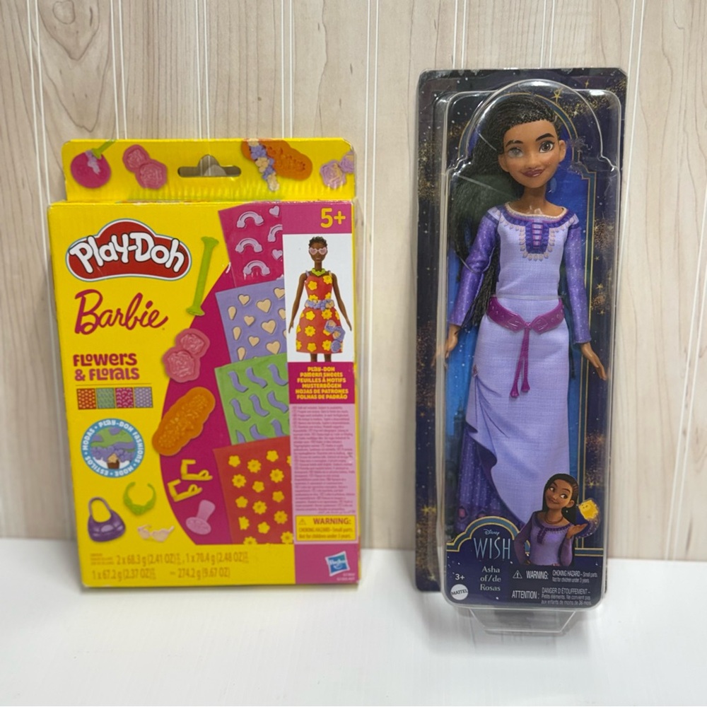 Barbie Play‑Doh Flowers & Florals Playset with Purple Disney Wish Asha Doll